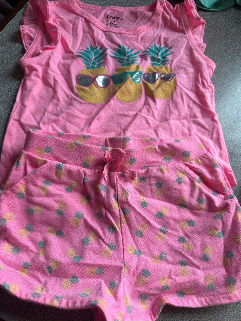 George Pink Pineapple Sleep Set with Sunglass Graphic